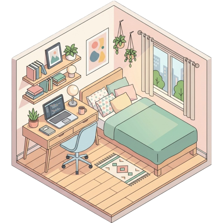 Kamar dengan meja kerja